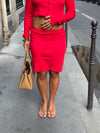 Shay midi skirt in pointelle - Red