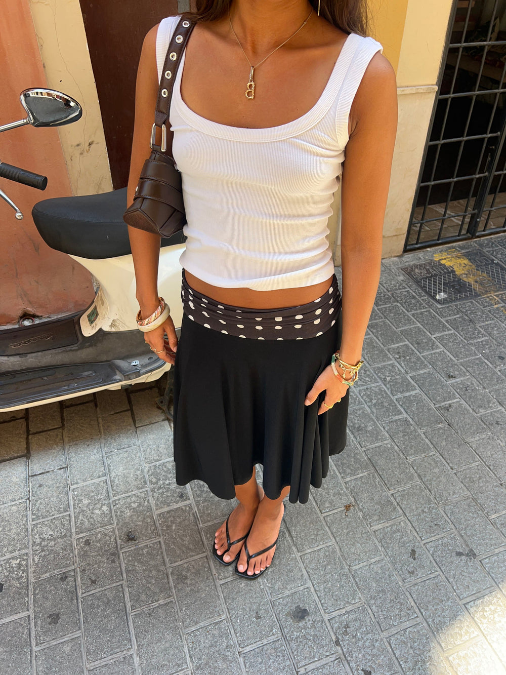 Simone midi skirt with polka dots - Black/white