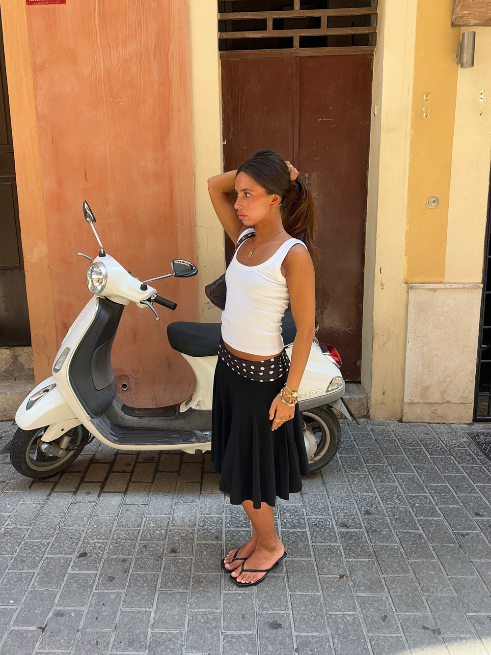 Simone midi skirt with polka dots - Black/white