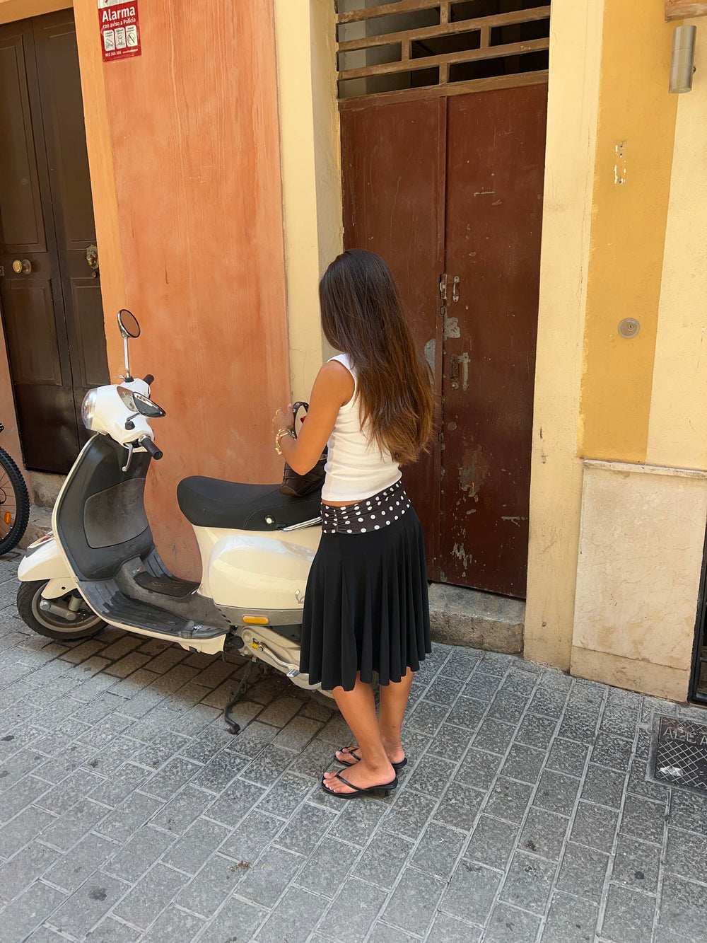 Simone midi skirt with polka dots - Black/white