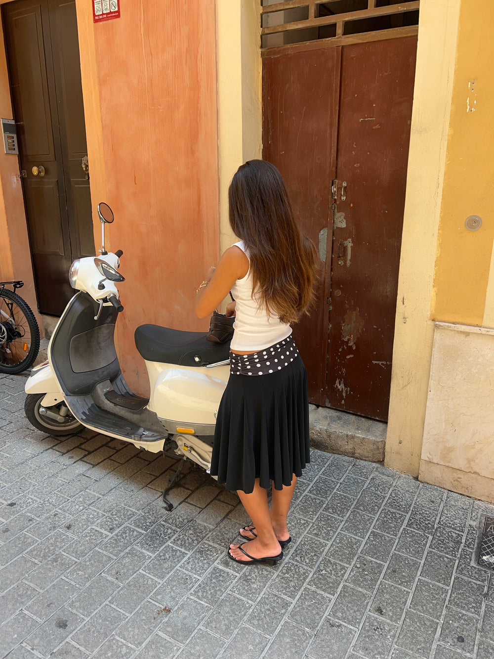 Simone midi skirt with polka dots - Black/white