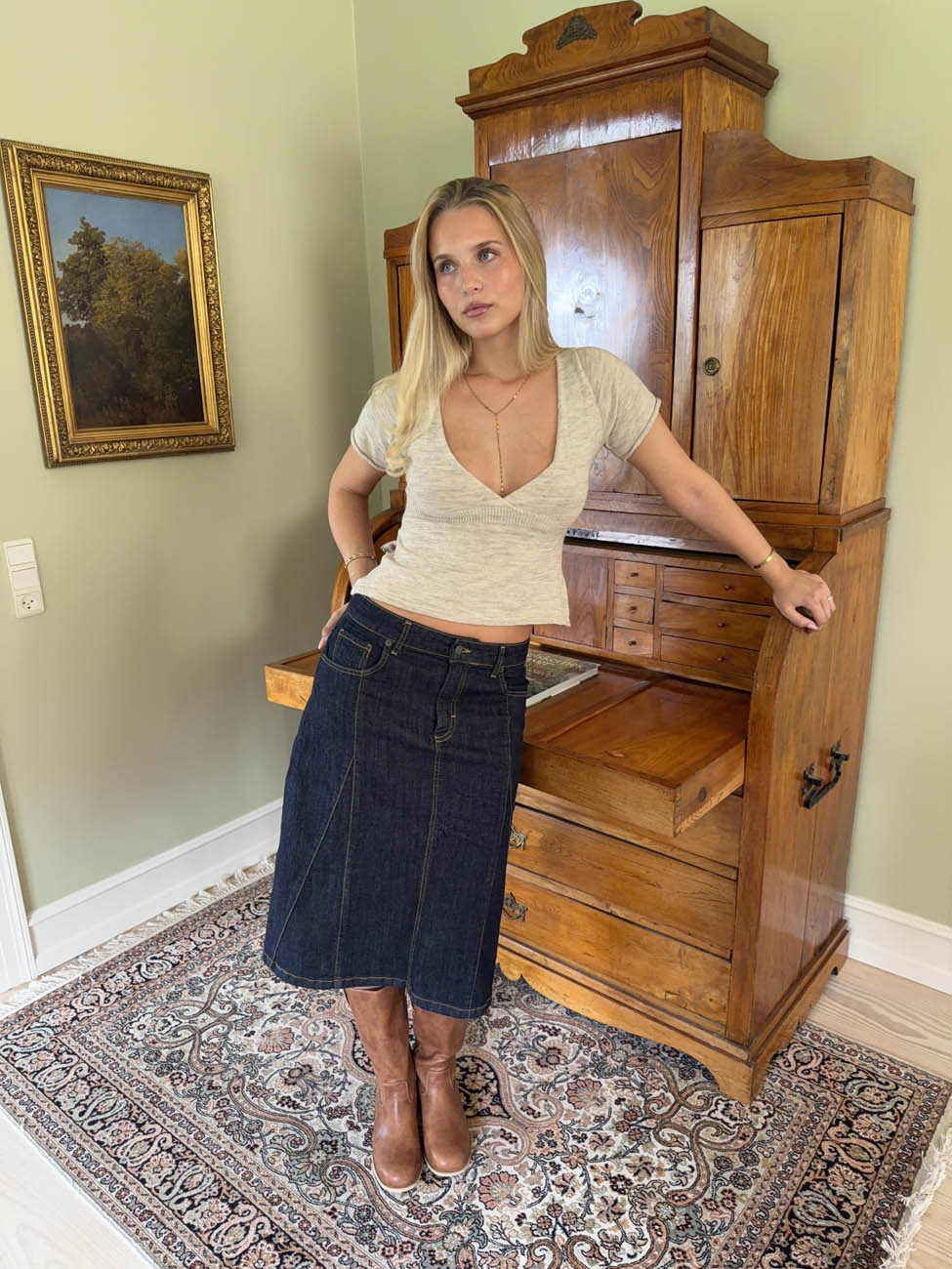 Britta midi skirt - Dark denim