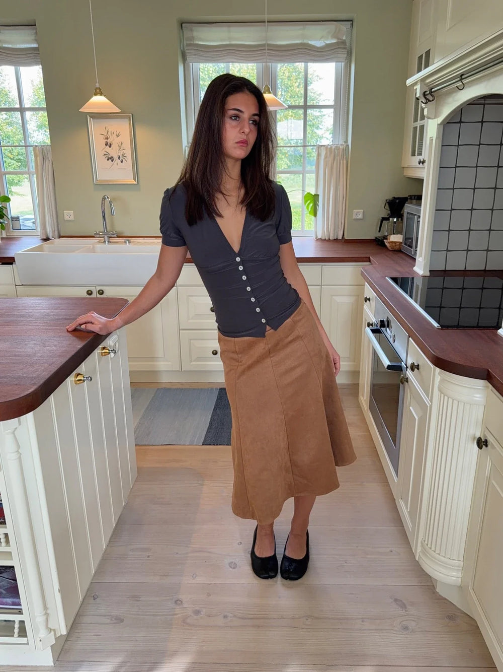 Gemma midi skirt- Brown