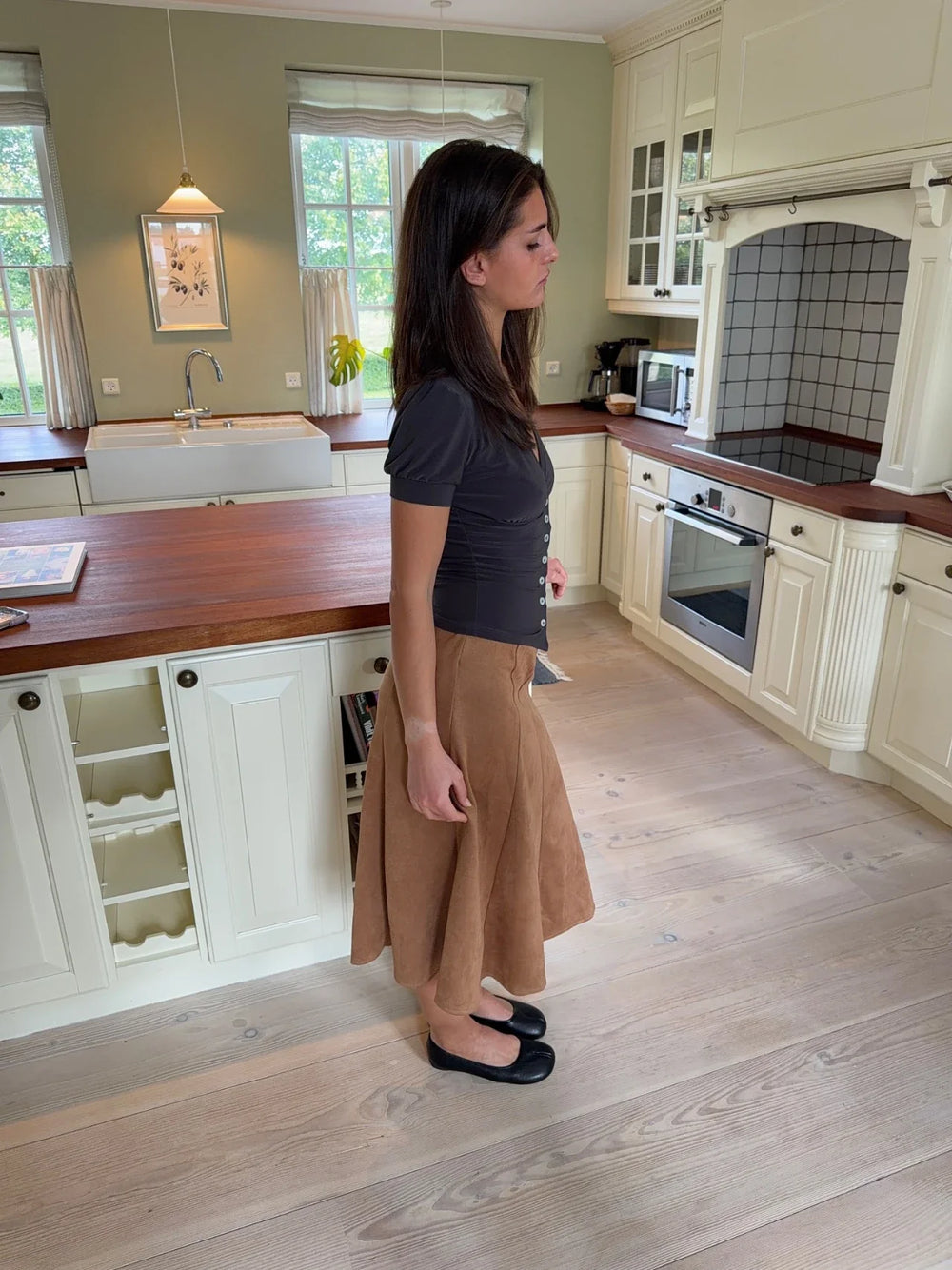 Gemma midi skirt- Brown