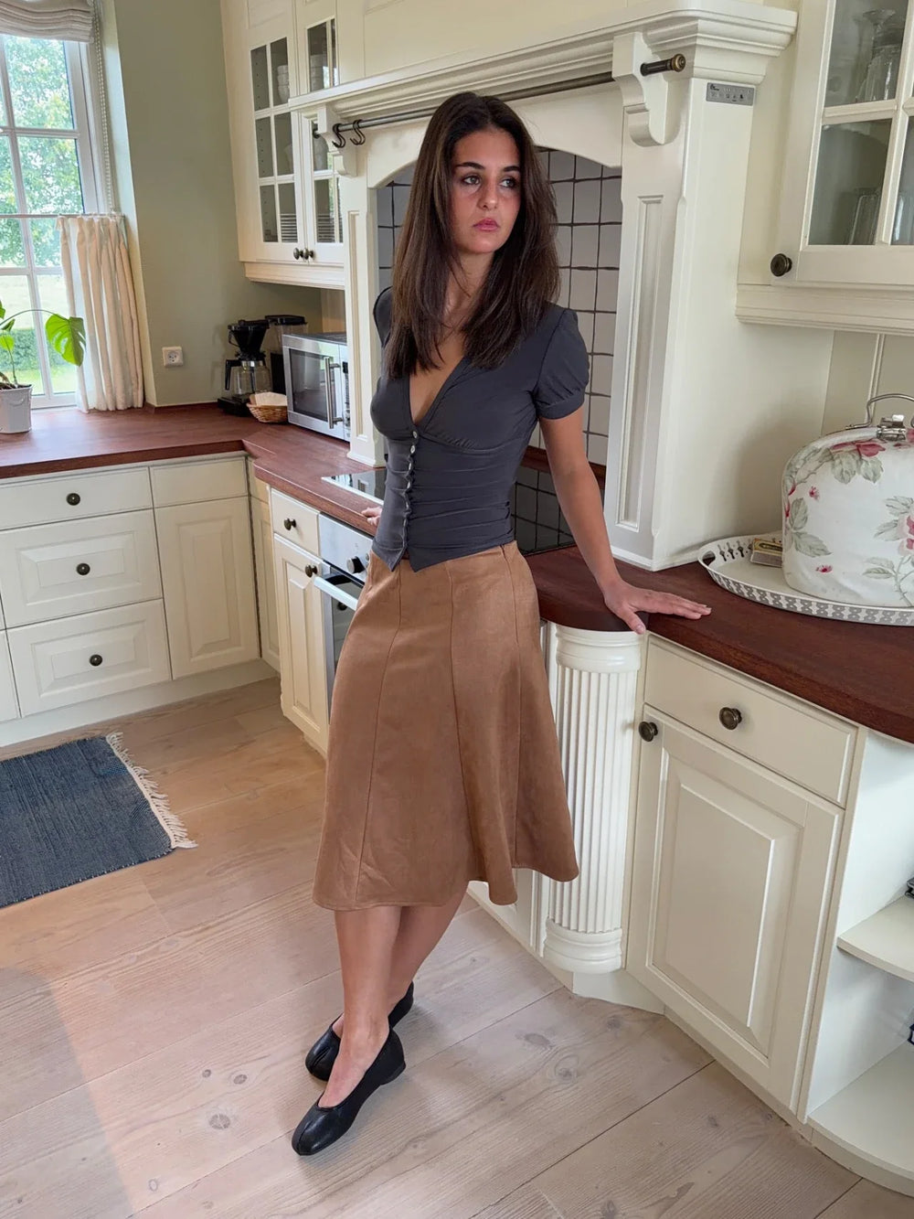 Gemma midi skirt- Brown