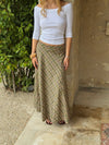 Elsana midi skirt with checkers - Green/beige