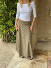 Elsana midi skirt with checkers - Green/beige