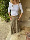 Elsana midi skirt with checkers - Green/beige