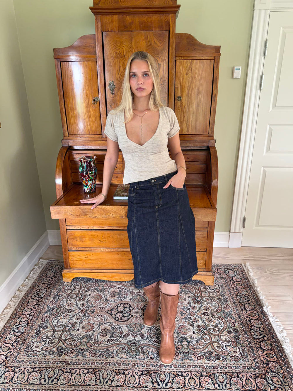 Britta midi skirt - Dark denim