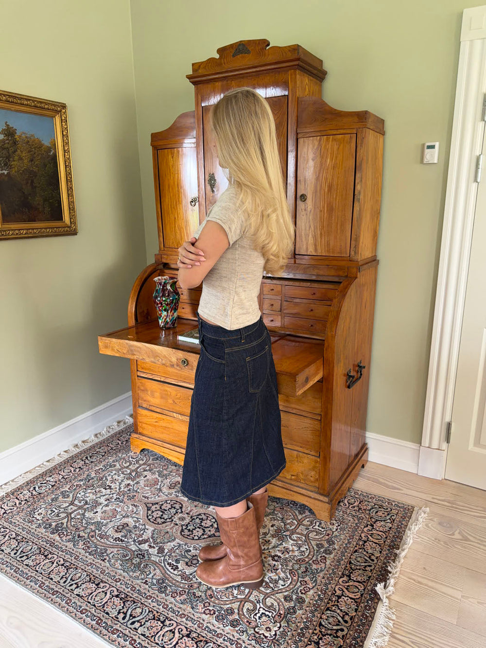 Britta midi skirt - Dark denim