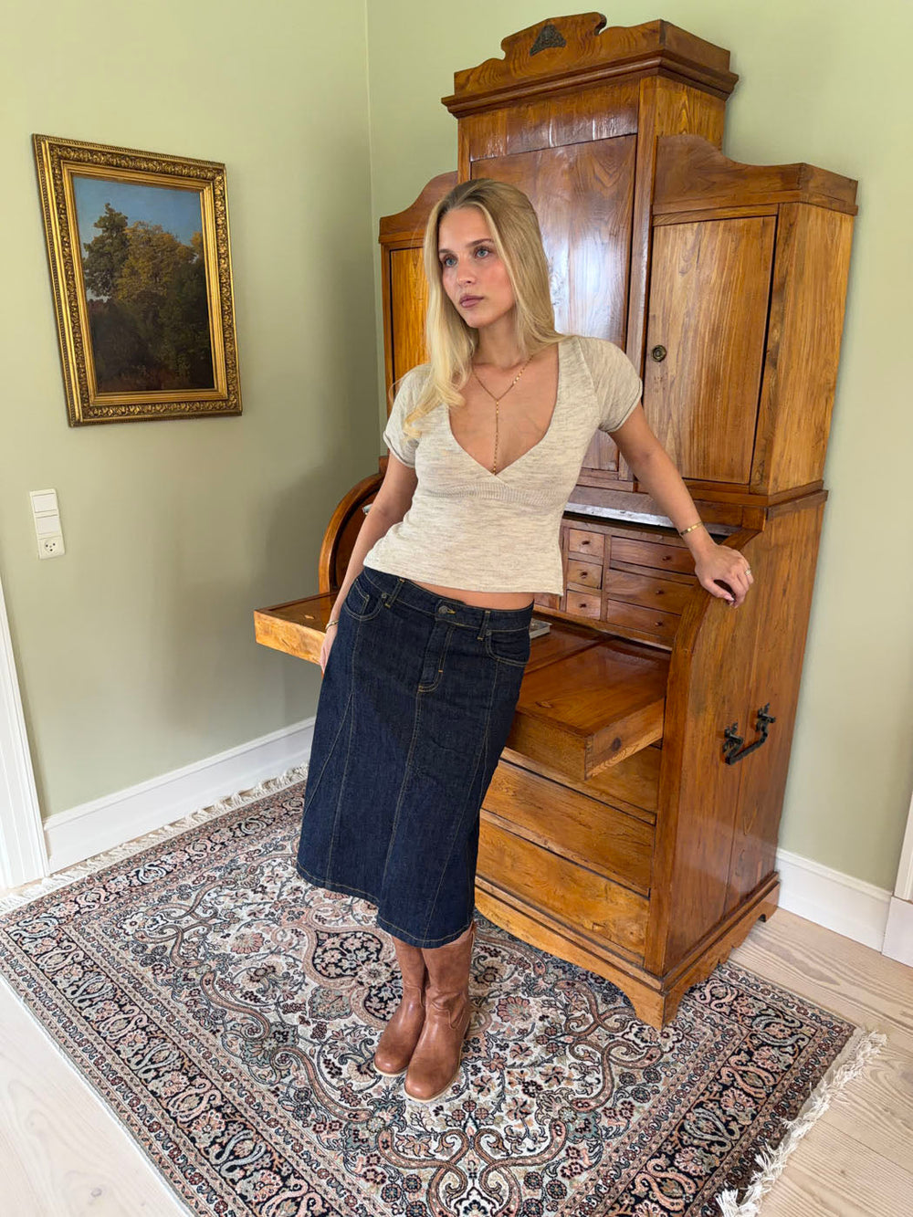 Britta midi skirt - Dark denim