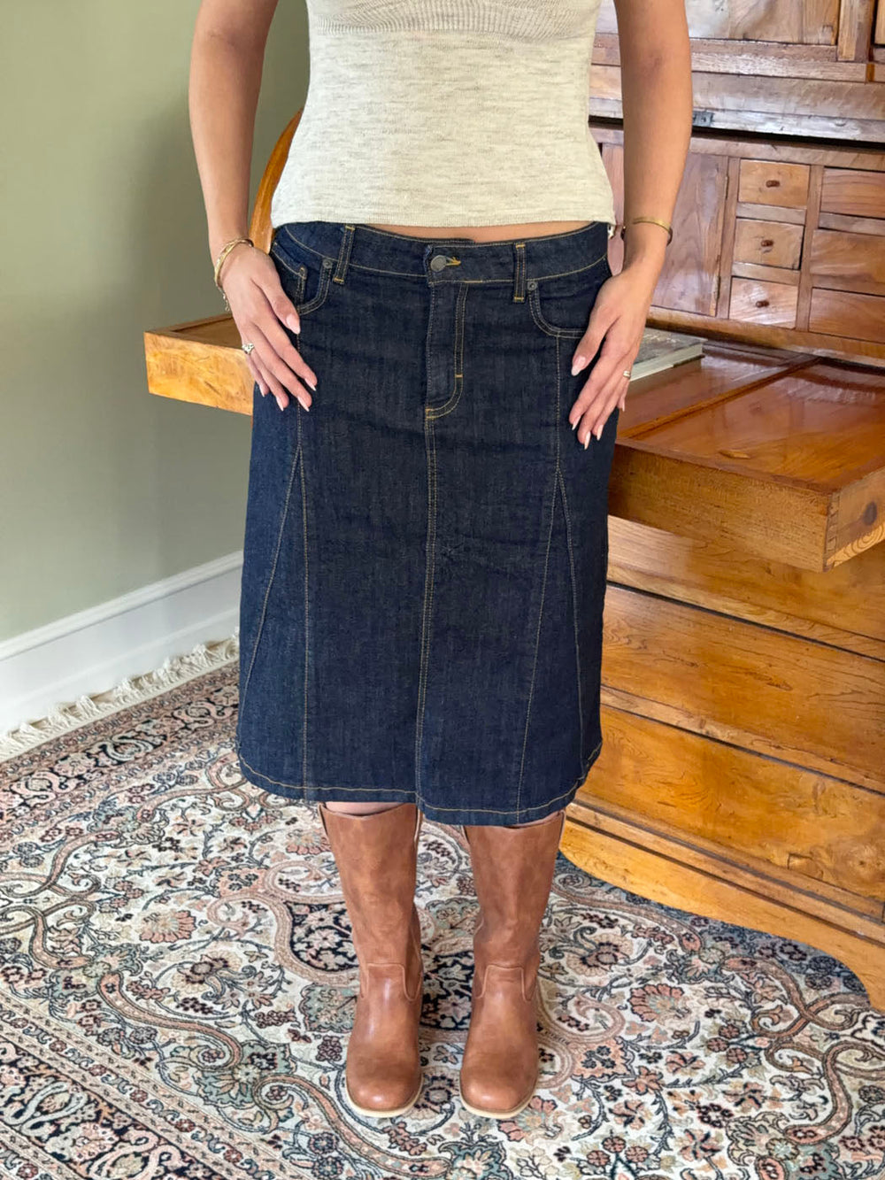 Britta midi skirt - Dark denim