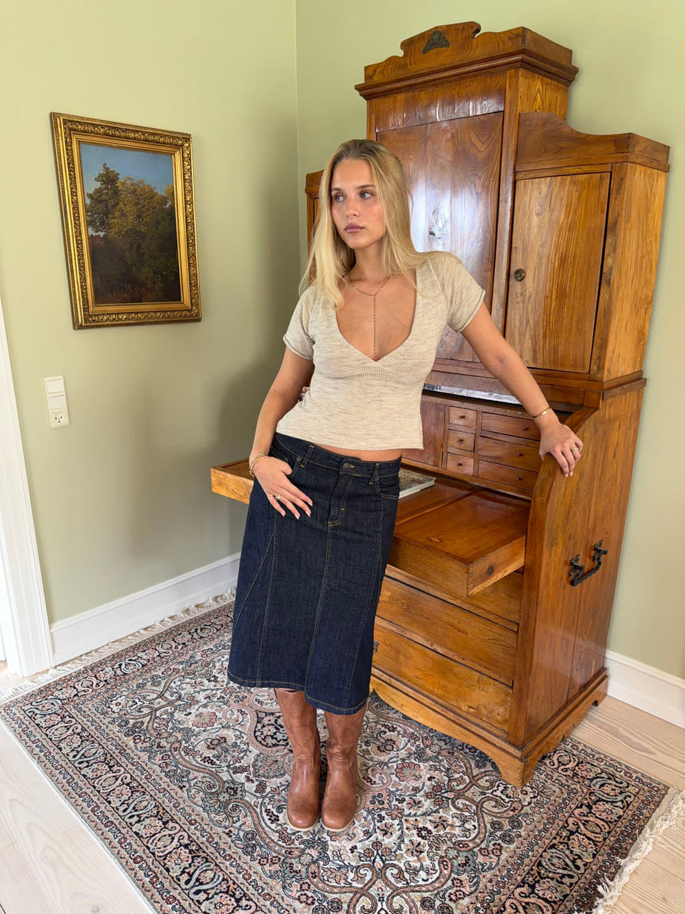 Britta midi skirt - Dark denim