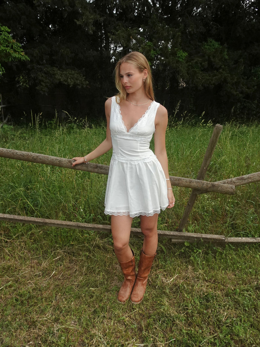 Linoa mini dress with lace - White
