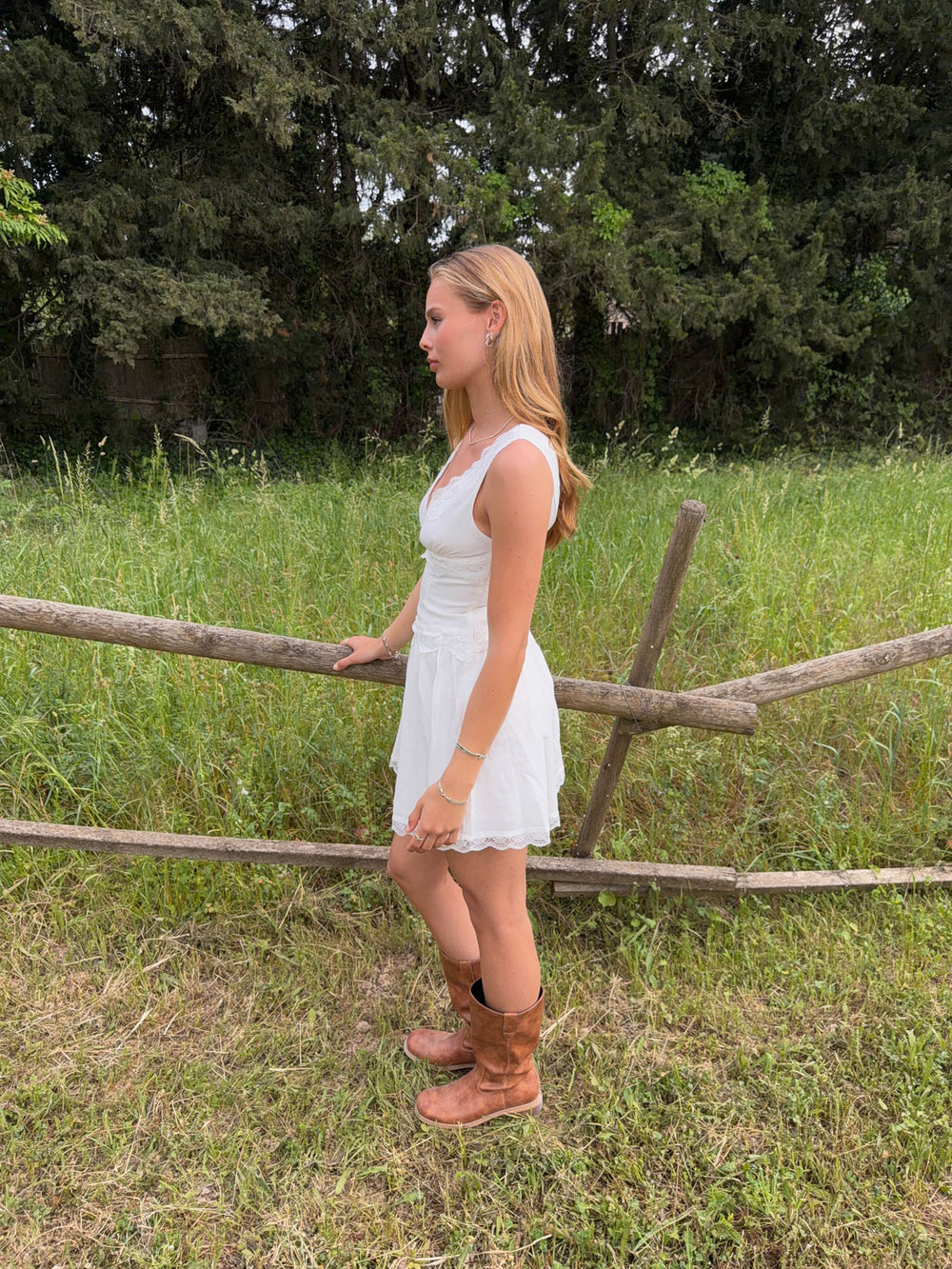 Linoa mini dress with lace - White