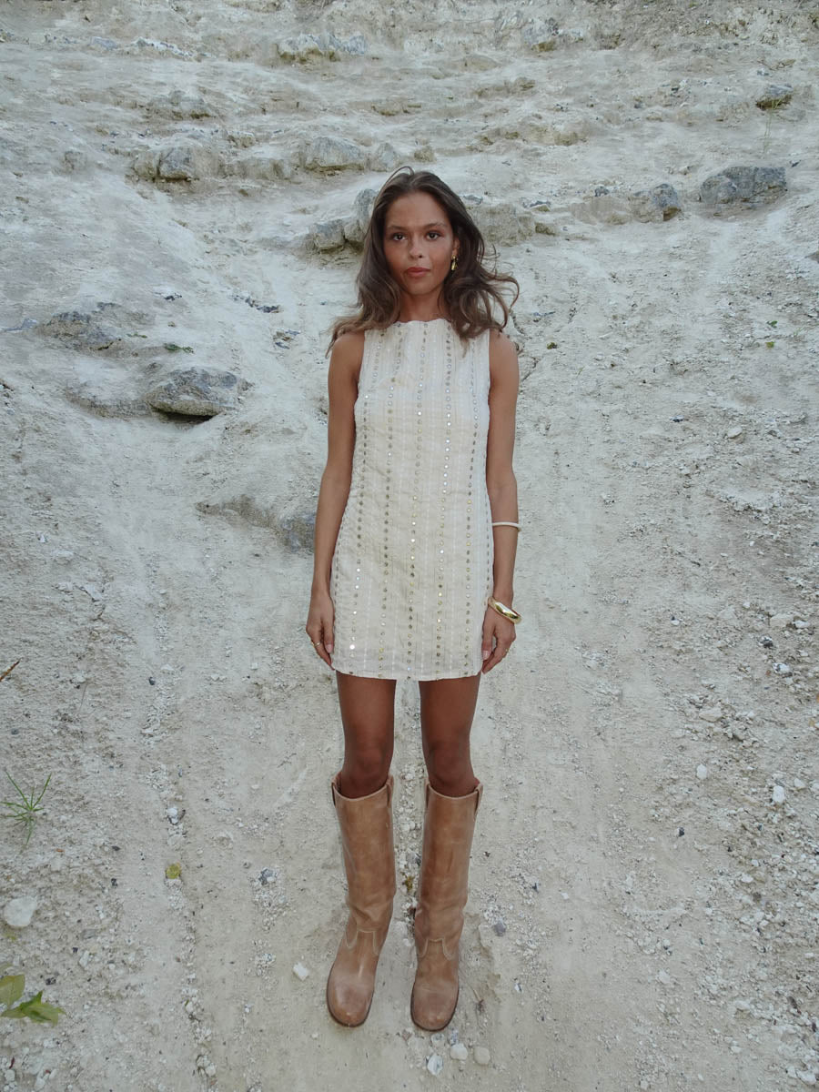 Tassy mini dress - Beige – Designbysi.se