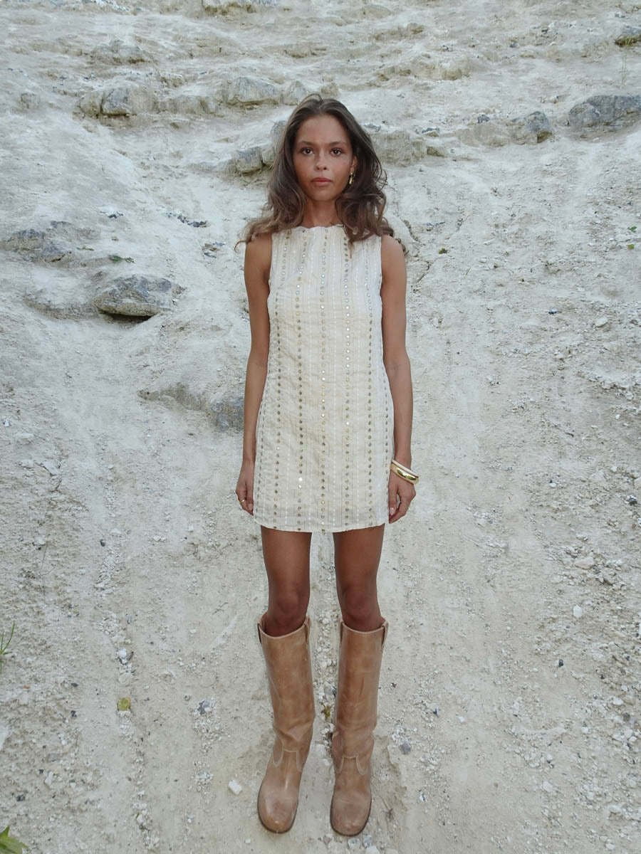 Tassy mini dress - Beige – Designbysi.se