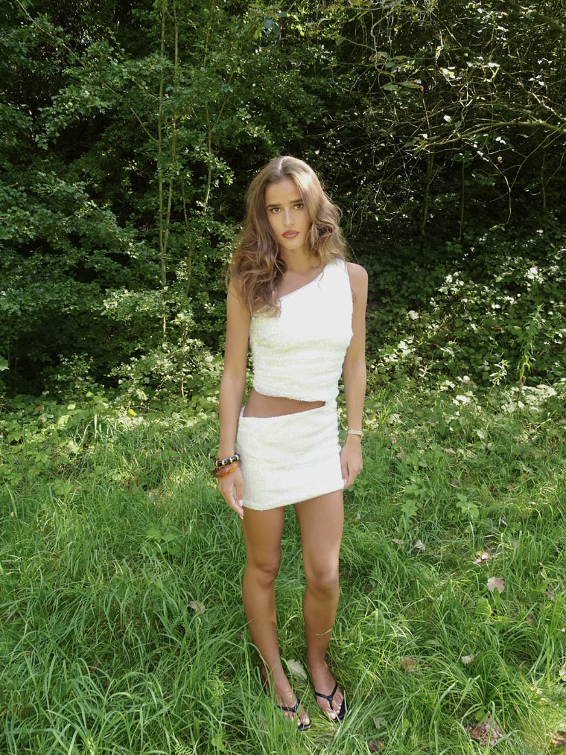 Melena mini dress with sequins – White