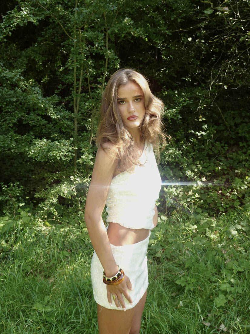 Melena mini dress with sequins – White