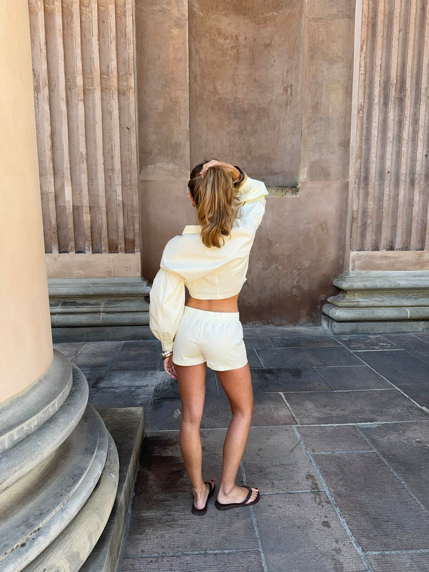 Alette mini shorts with stripes – White/yellow