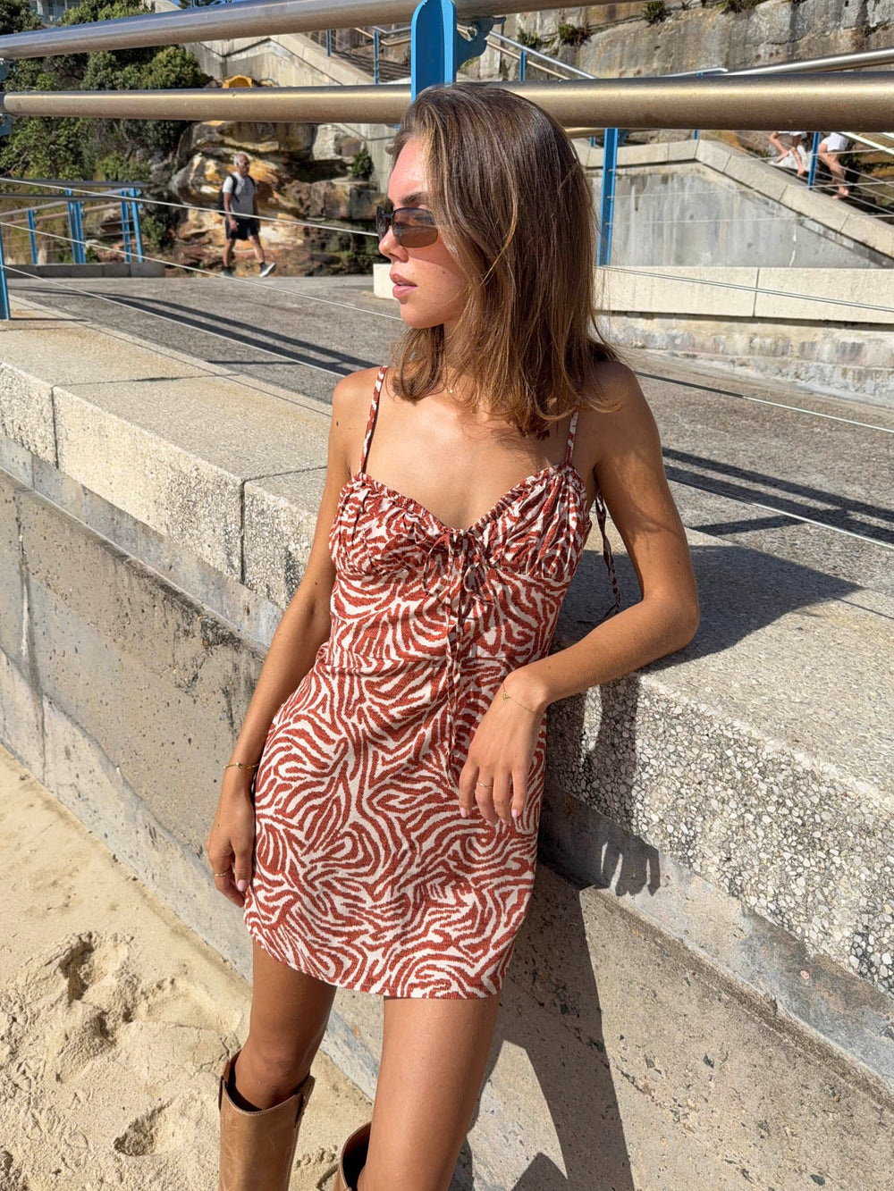zebra print mini dress Brown Zebra Rosa Mini Dress