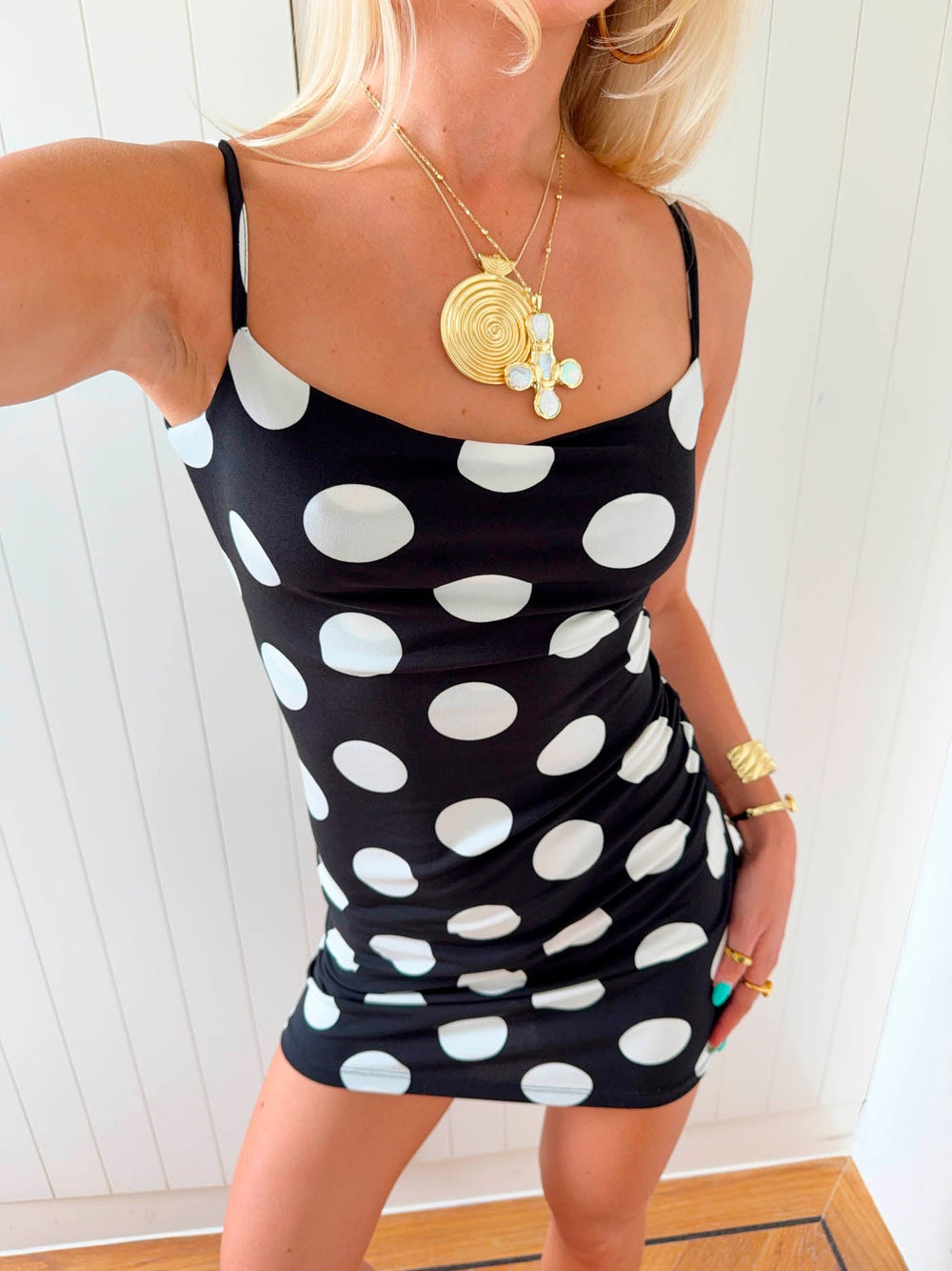 Scandivv mini dress with polka dots - Black/white