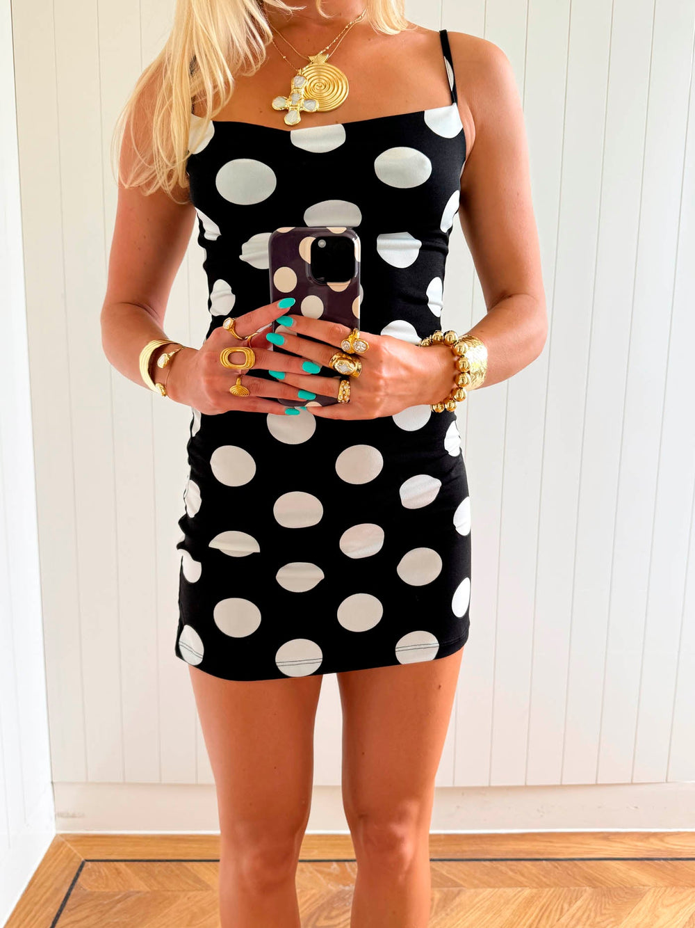 Scandivv mini dress with polka dots - Black/white