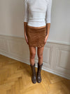 Lelia faux suede mini skort – Brown