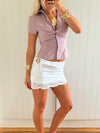 Scandivv mini skirt with embroidery - White