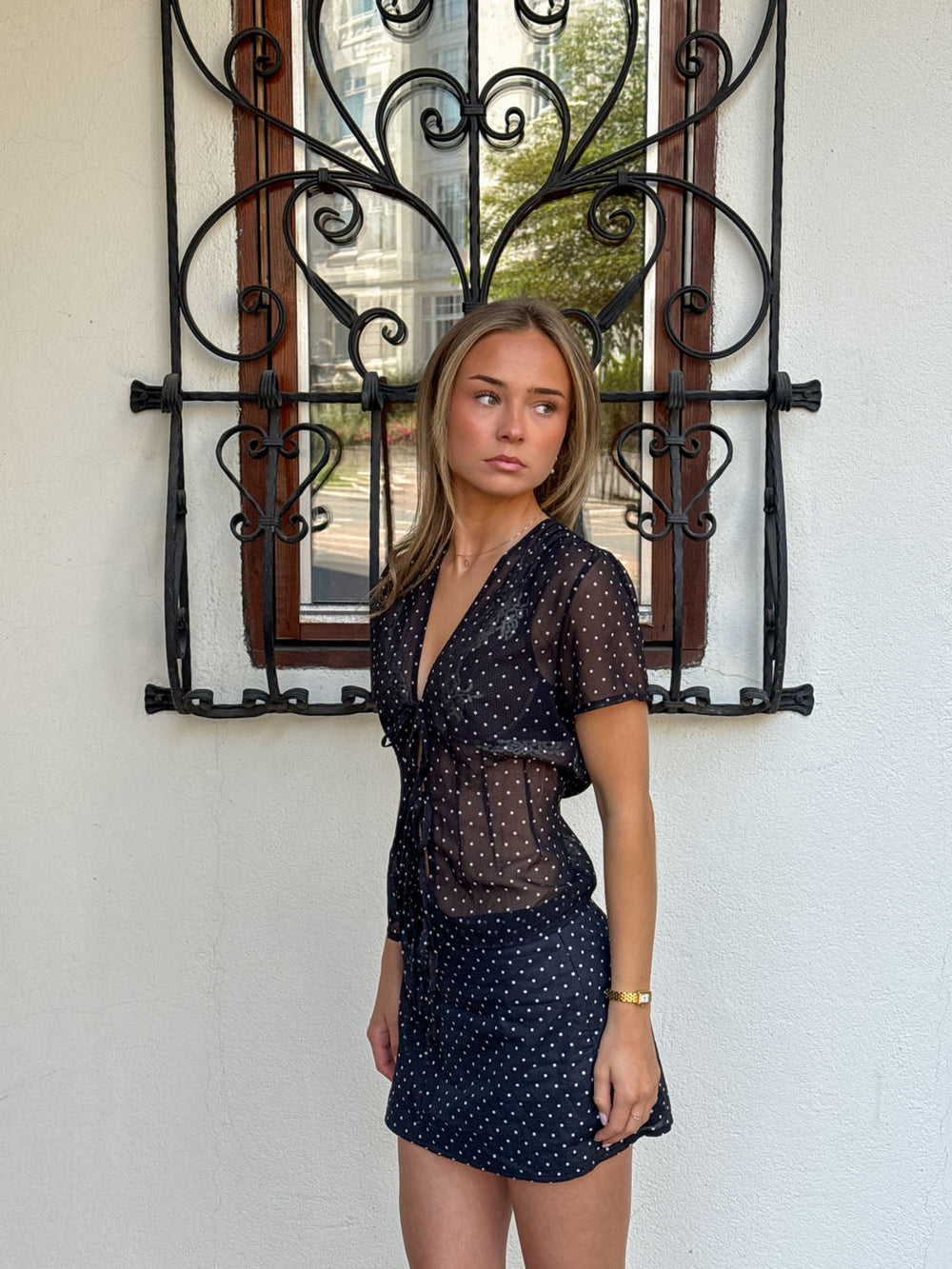 Sullivan mini skirt with polka dots - Black/white