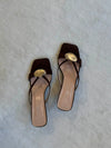 Annaline mules with gold detail - Brown/gold