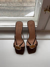 Annaline mules with gold detail - Brown/gold