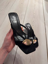 Annaline mules with gold detail - Black/gold