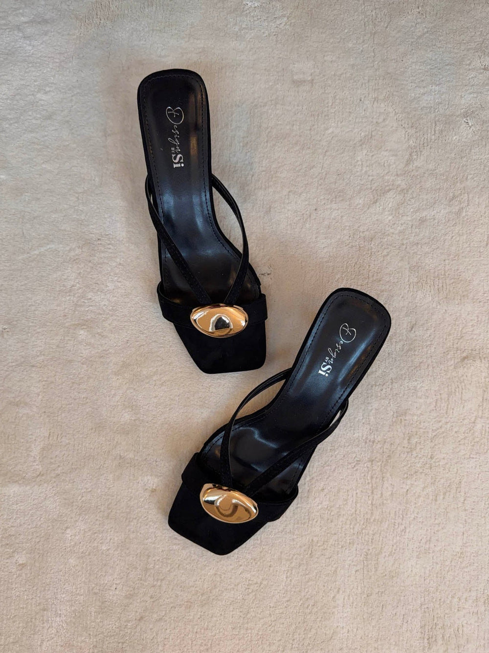 Annaline mules with gold detail - Black/gold