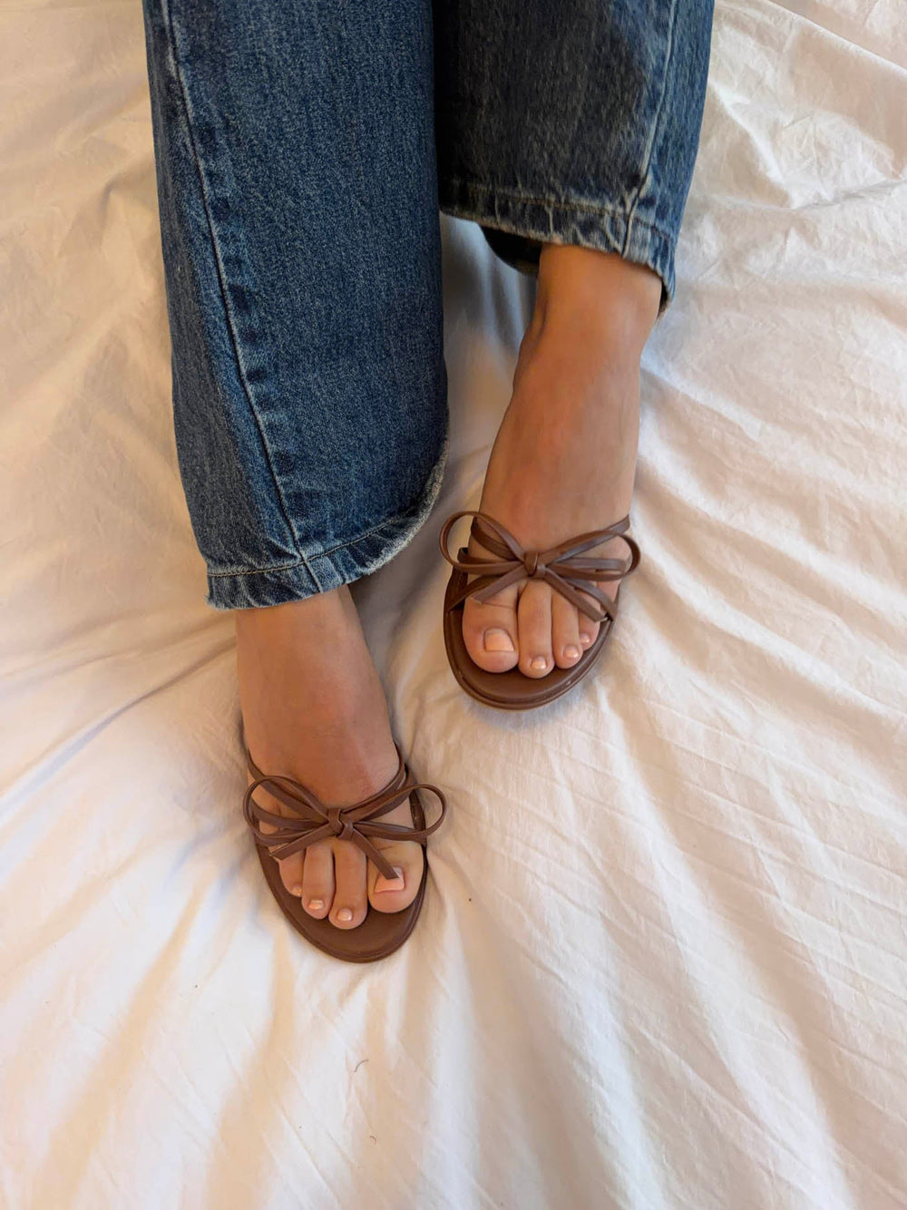 Anna mules with bow detail – Brown