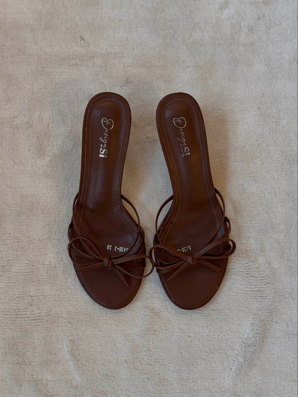 Anna mules with bow detail – Brown