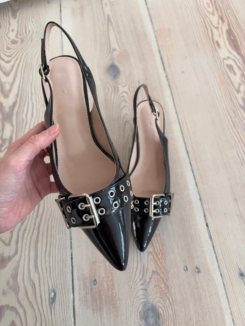 Bobla mules with buckle – Black