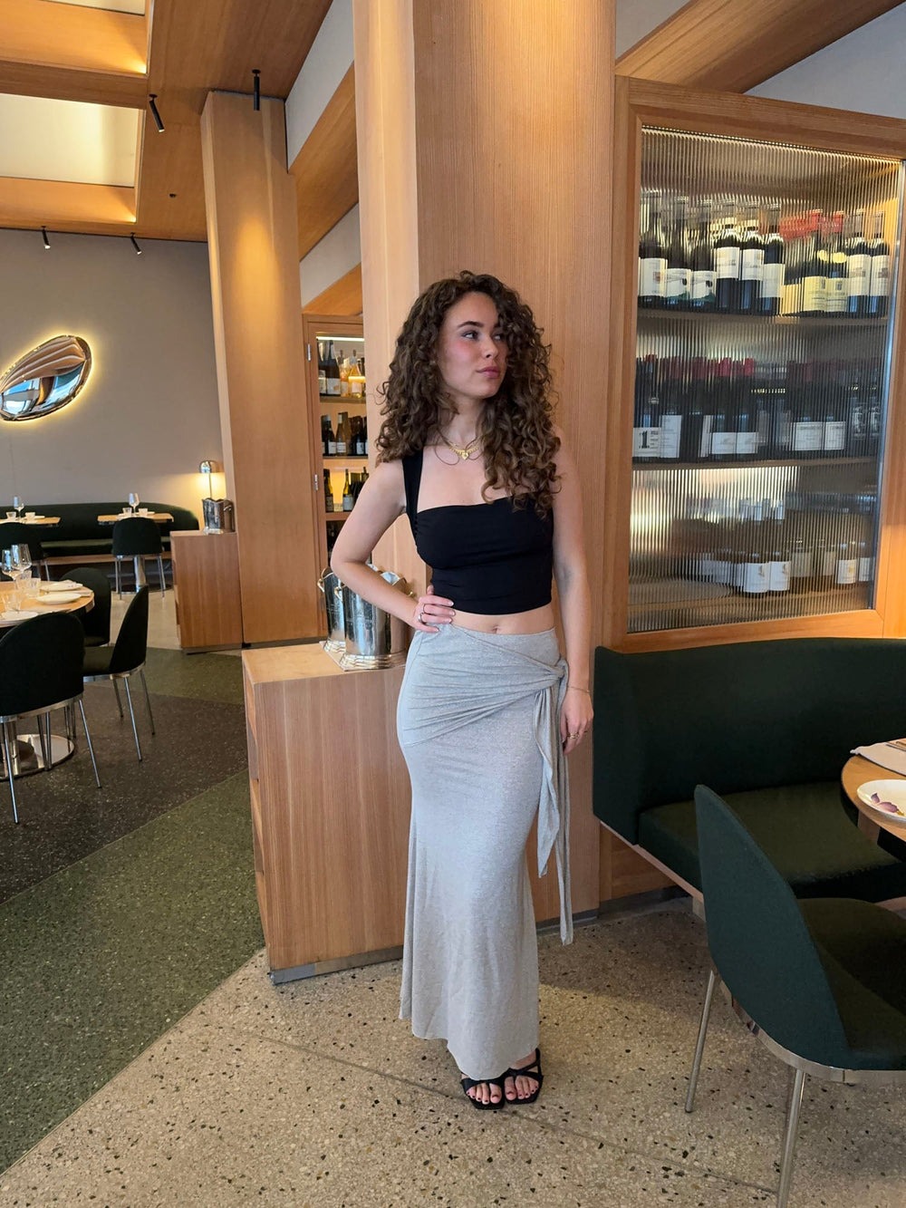 Eanie maxi skirt with glitter - Silver
