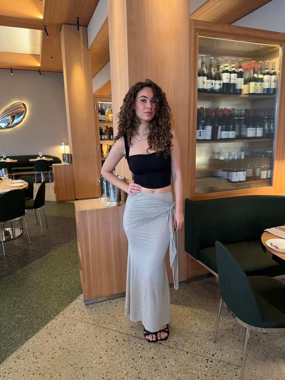 Eanie maxi skirt with glitter - Silver