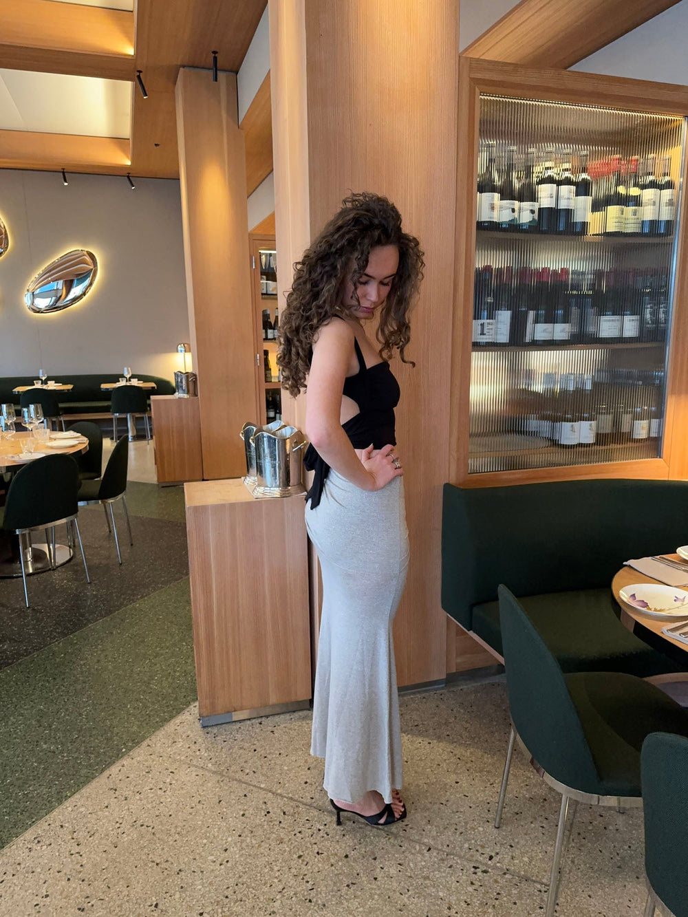 Eanie maxi skirt with glitter - Silver