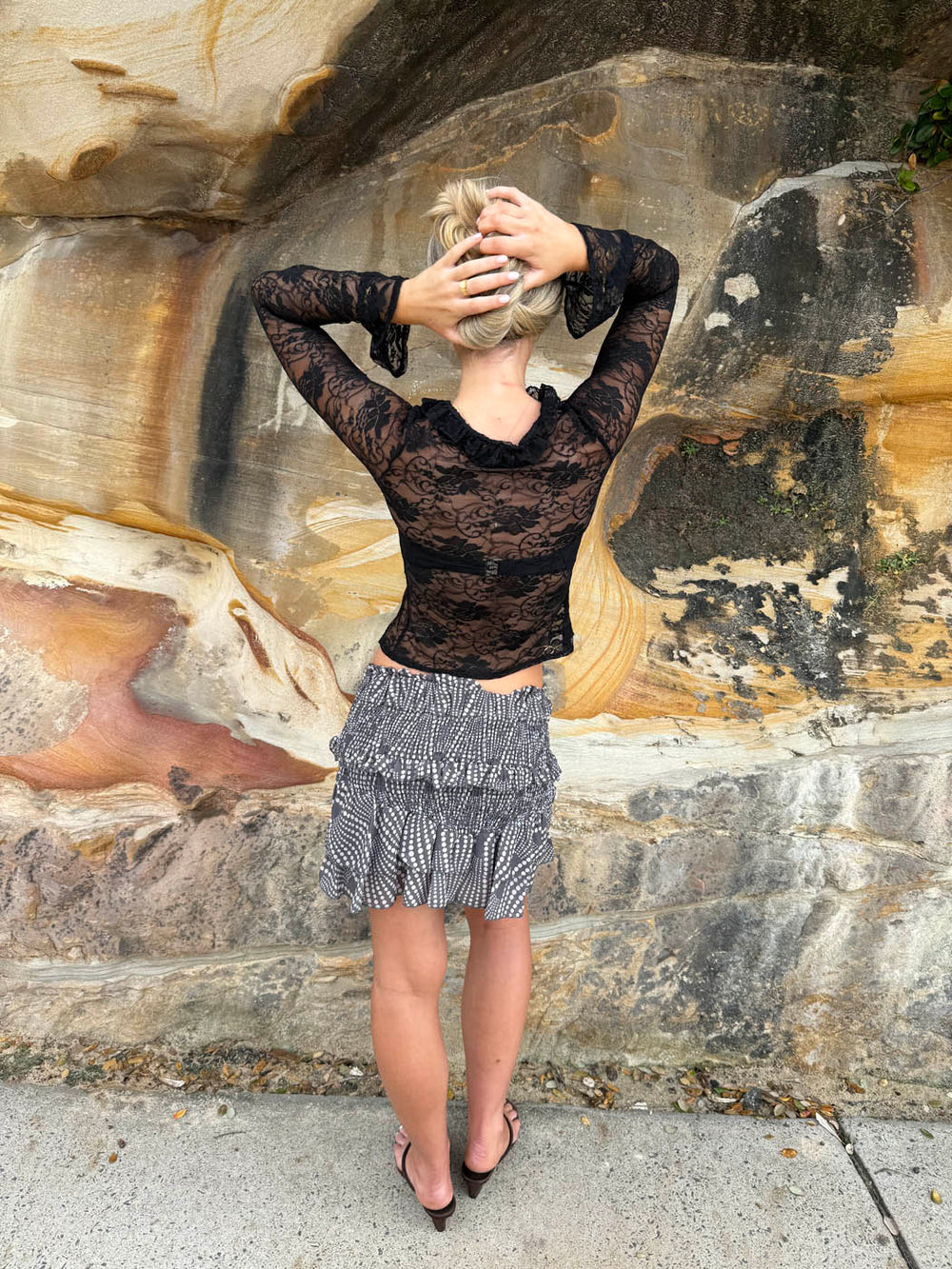 Floriza skirt - Grey/white