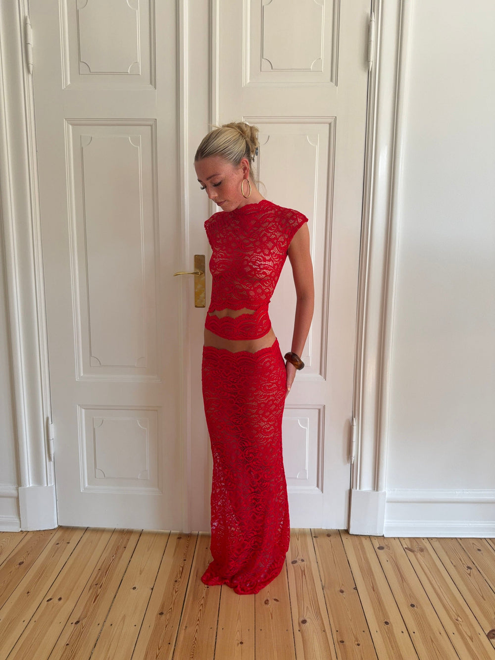 Marisol skirt in lace - Red