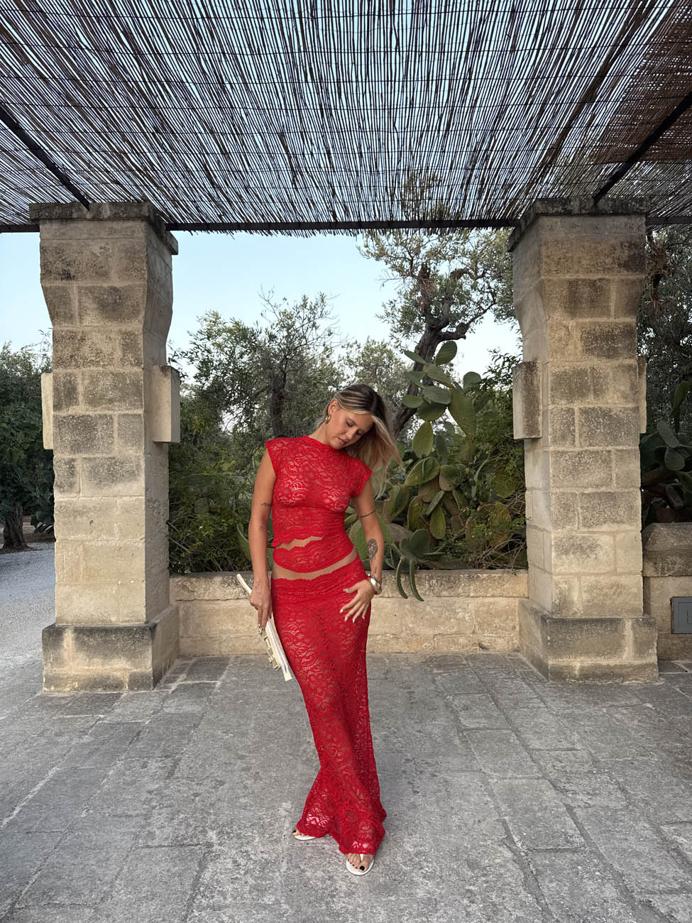 Marisol skirt in lace - Red