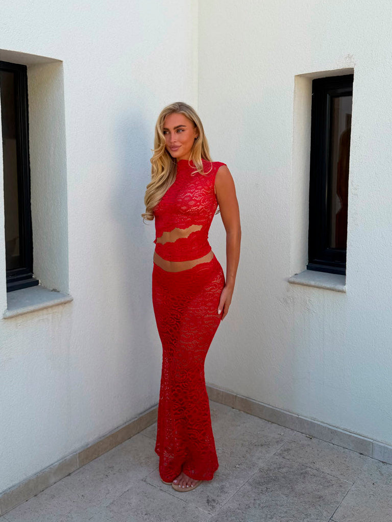 Marisol skirt in lace - Red