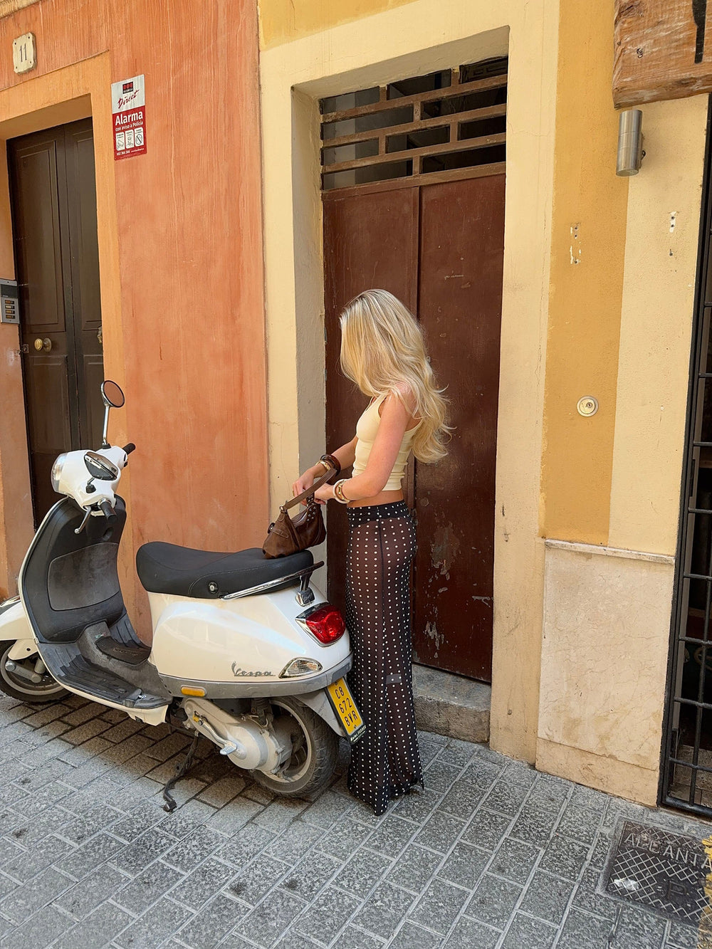 Morana skirt in mesh with polka dots - Black/white