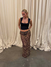 Azelma skirt i mesh with zebra print - Brown/beige