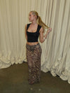Azelma skirt i mesh with zebra print - Brown/beige