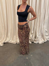 Azelma skirt i mesh with zebra print - Brown/beige