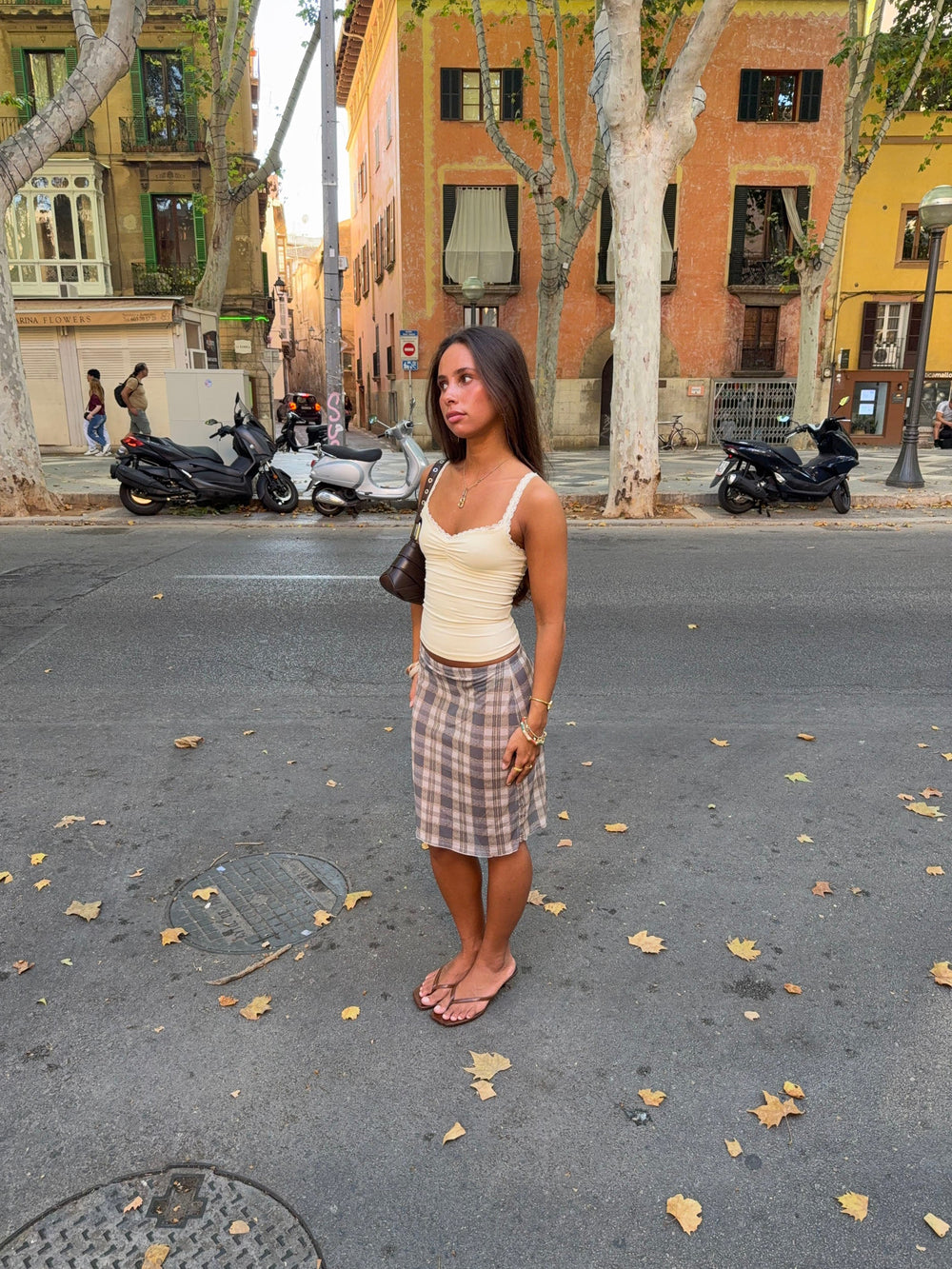 Daniela mesh skirt with checkers – Blue/white