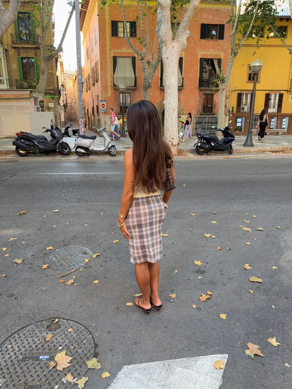 Daniela mesh skirt with checkers – Blue/white